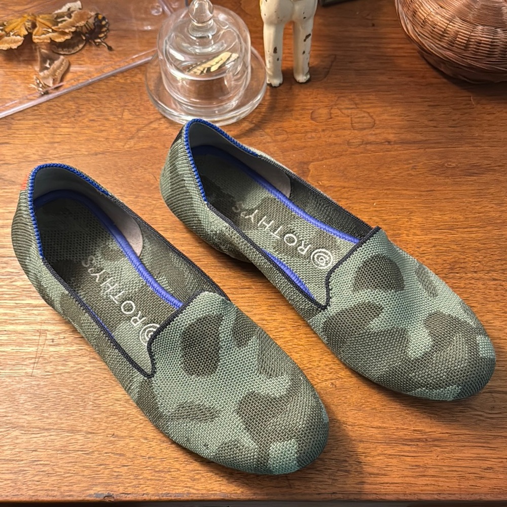 Rothy's Green Camo Slip-On Flats